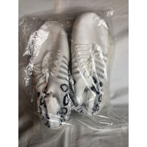 Women's White Sneakers with Leopard Print Size 8.5 Lightweight NEW!! CUTE!! - Picture 4 of 7